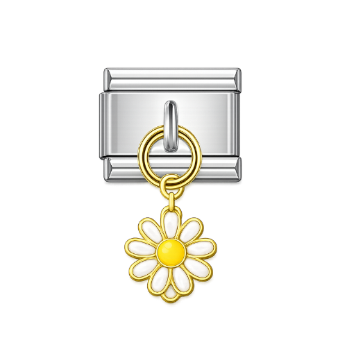 White Flower Dangling Silver Charm