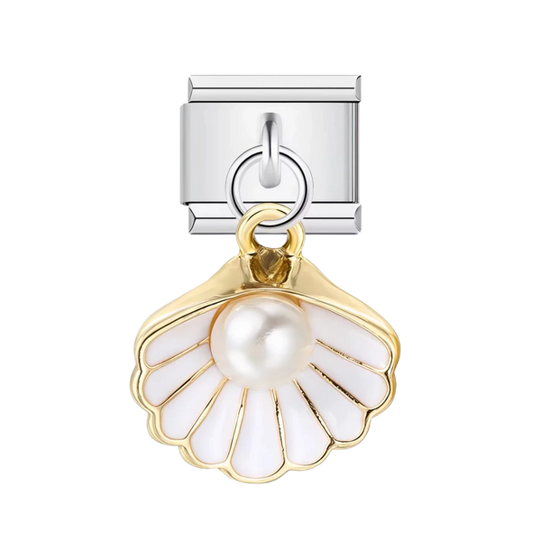 White Shell with Pearl Silver Charm