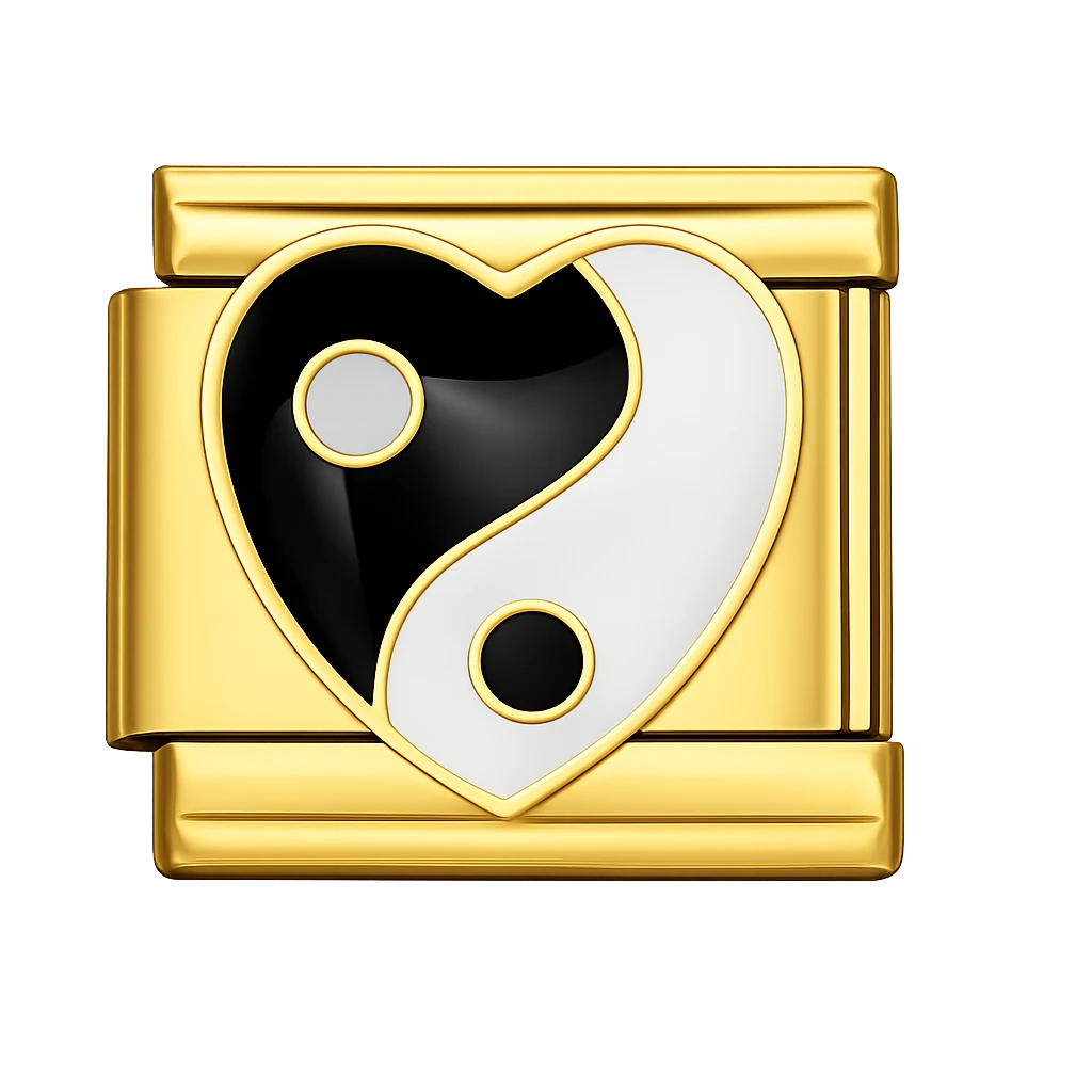 Yin Yang Heart symbol Silver Charm