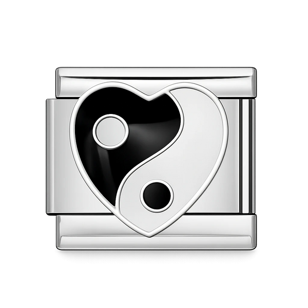 Yin Yang Heart symbol Silver Charm
