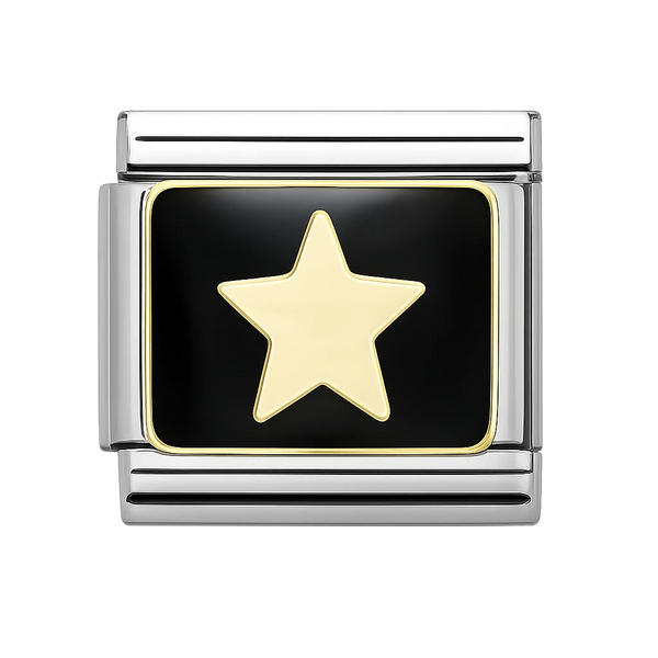 black enamel Star Silver Charm