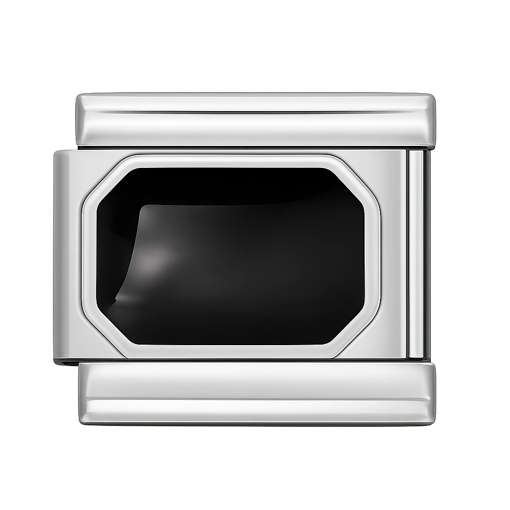 black enamel rectangle Silver Charm