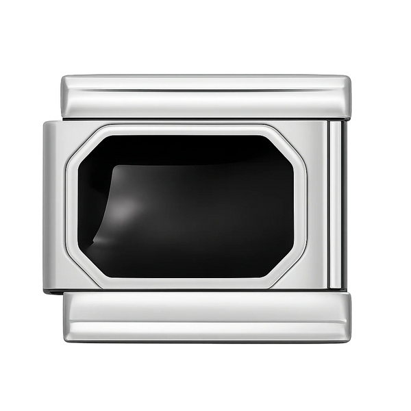 black enamel rectangle Silver Charm