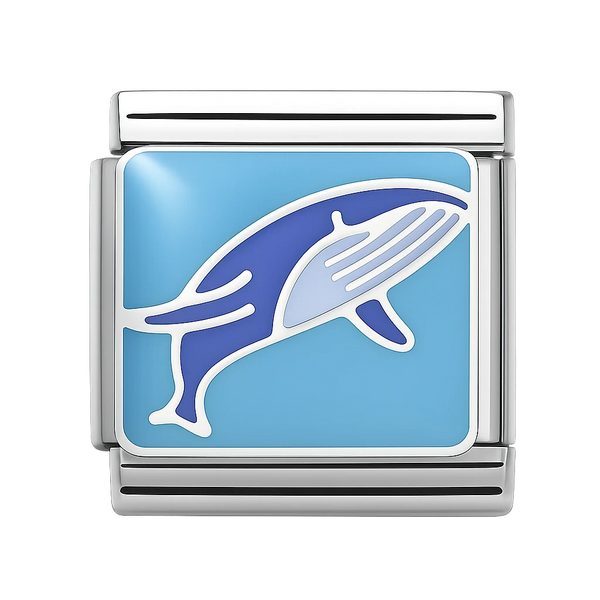 blue enamel whale Silver Charm