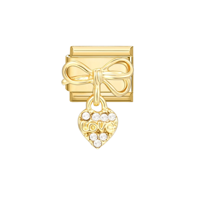 bow and a dangling heart Gold Charm - Default Title