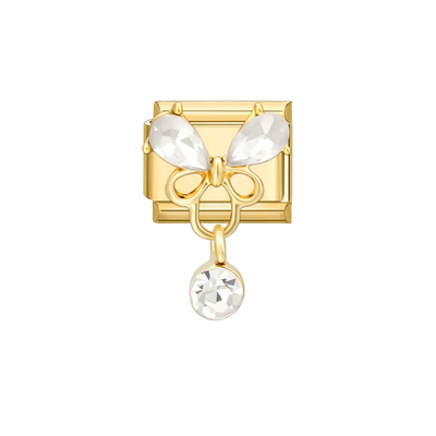 butterfly and dangling crystal Gold Charm - Default Title
