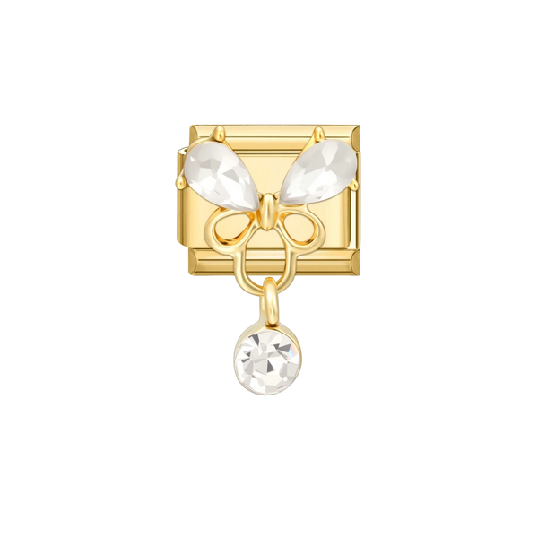butterfly and dangling crystal Gold Charm