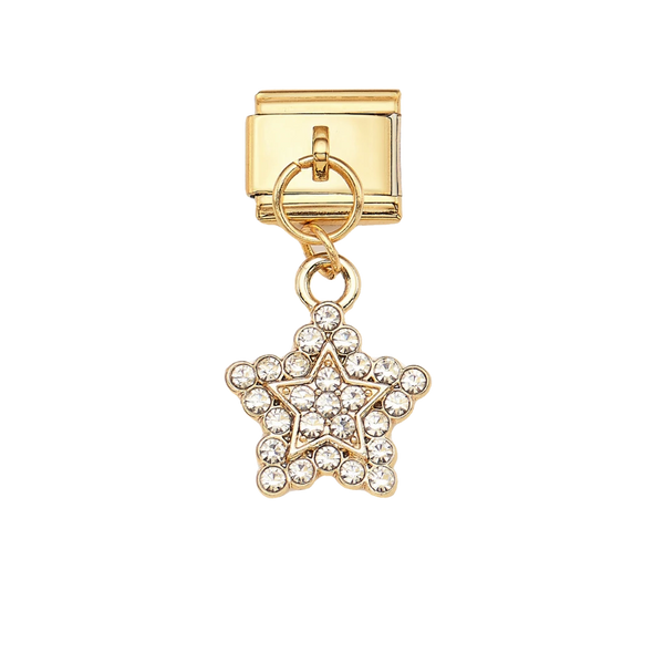 Dangle Star Model With Zirconia Stones Gold Charm