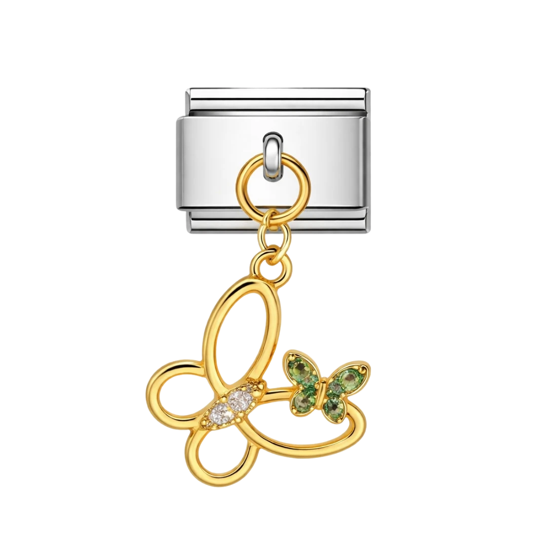 dangling butterfly silver charm