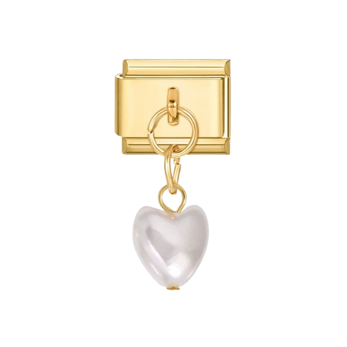 dangling white heart Gold Charm