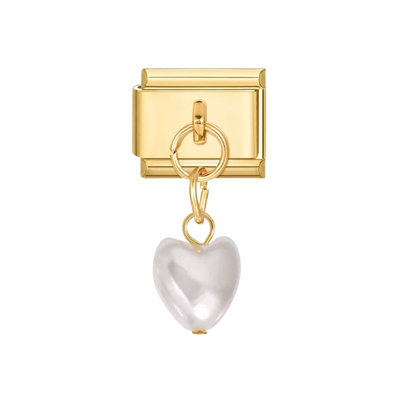 dangling white heart Gold Charm - Default Title