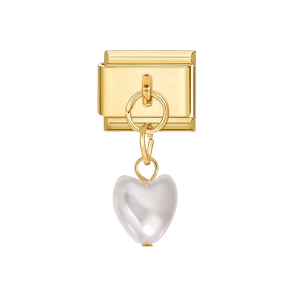 dangling white heart Gold Charm