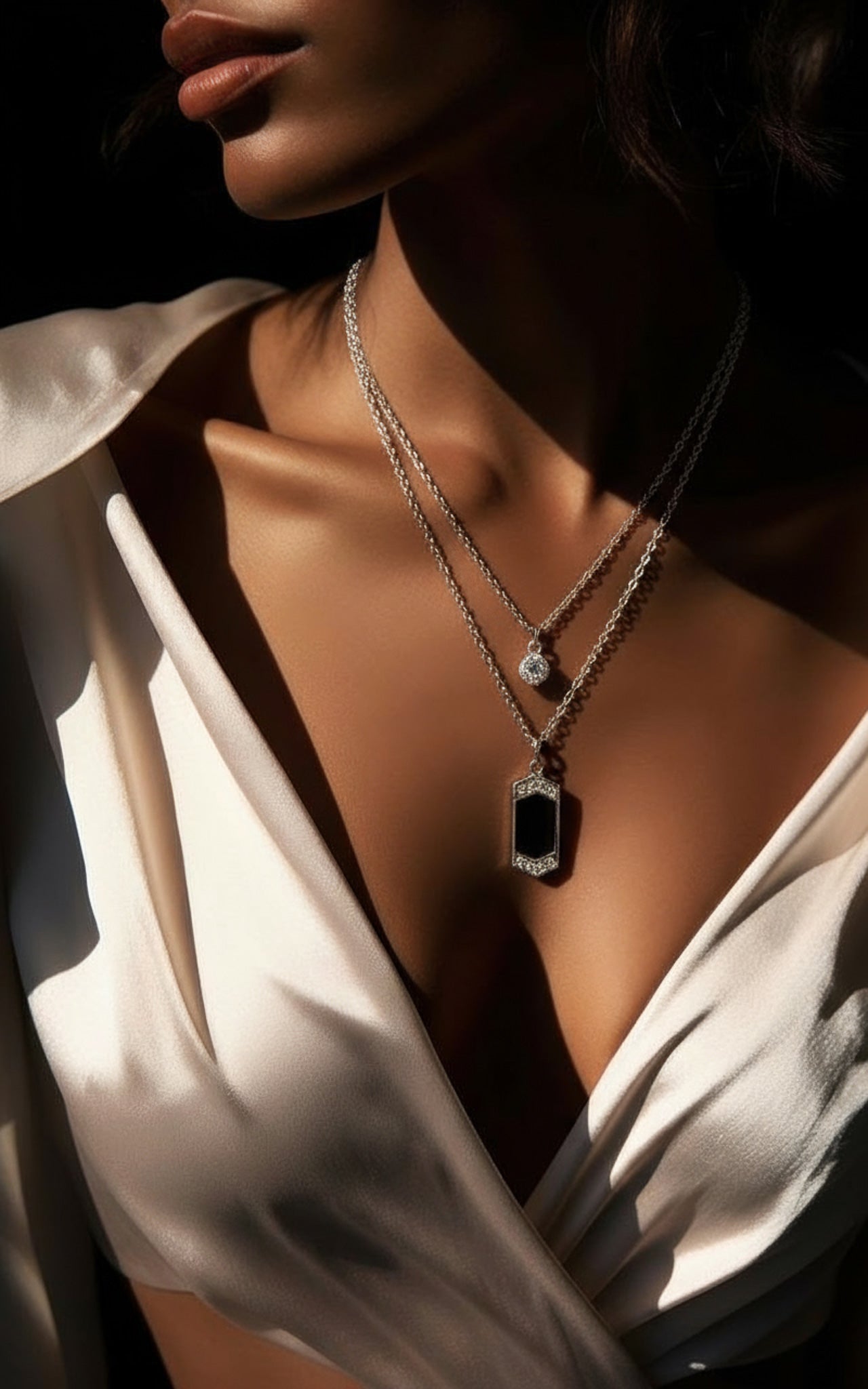 Midnight Allure layered chain necklace