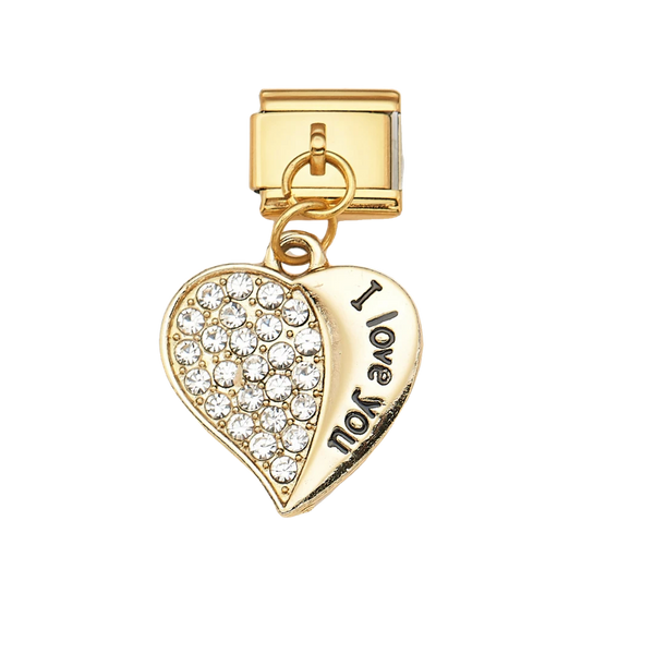 Heart-shaped Modular I Love You Gold Charm