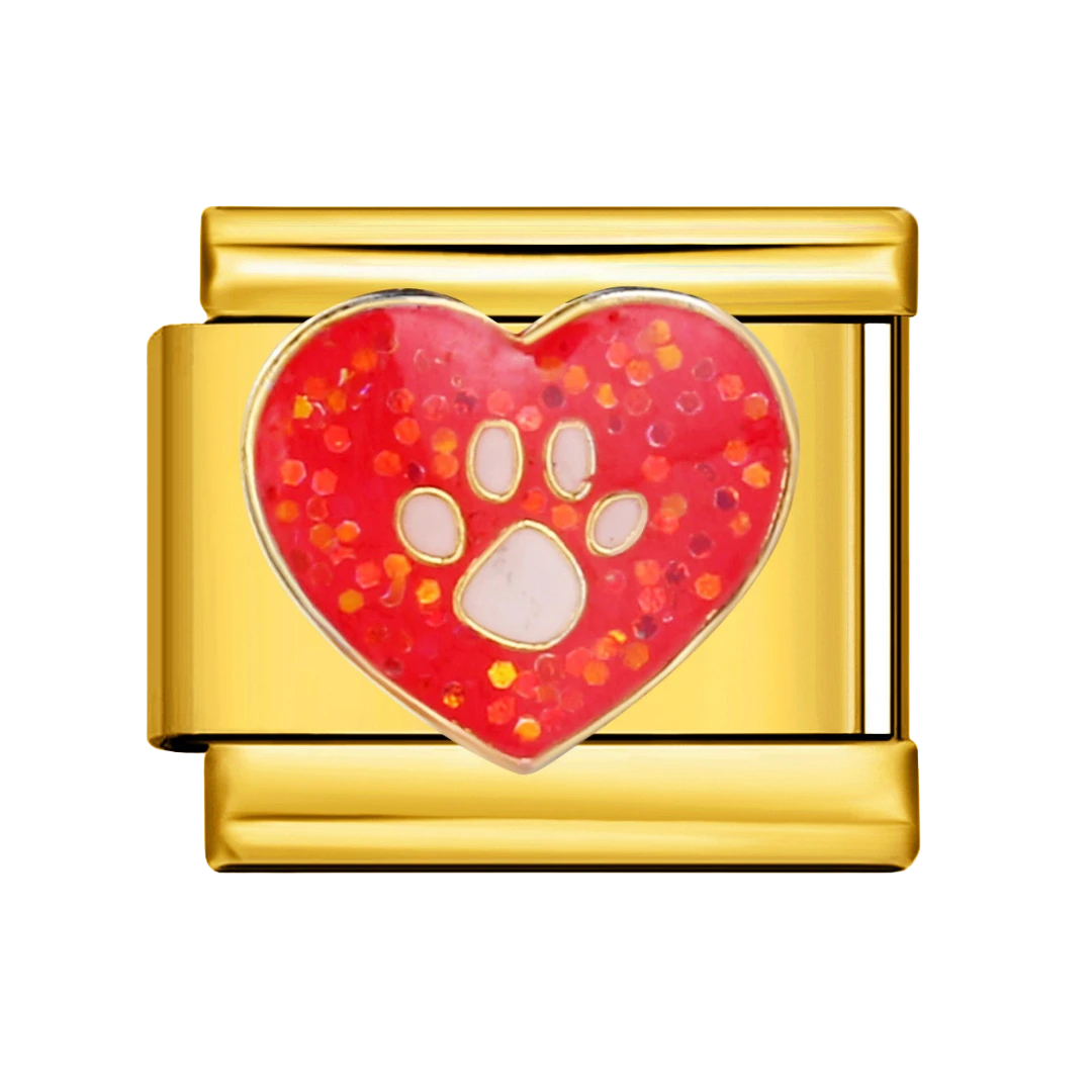 heart with a paw Gold Charm