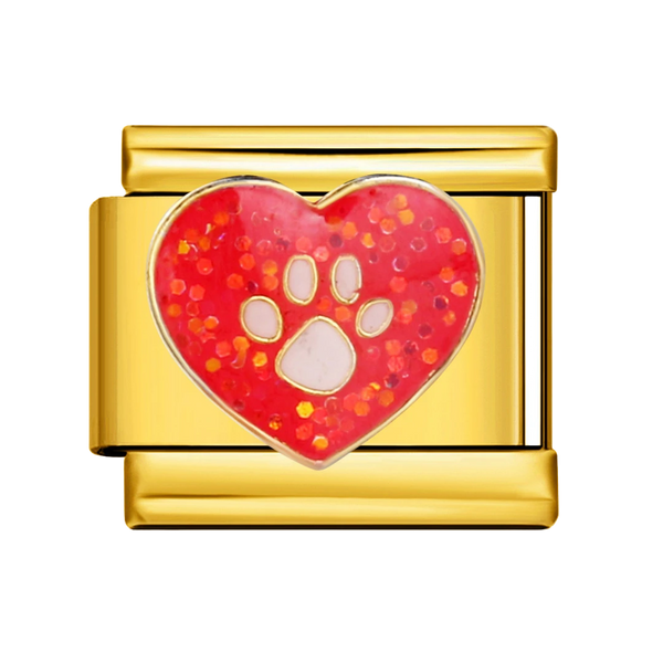 heart with a paw Gold Charm