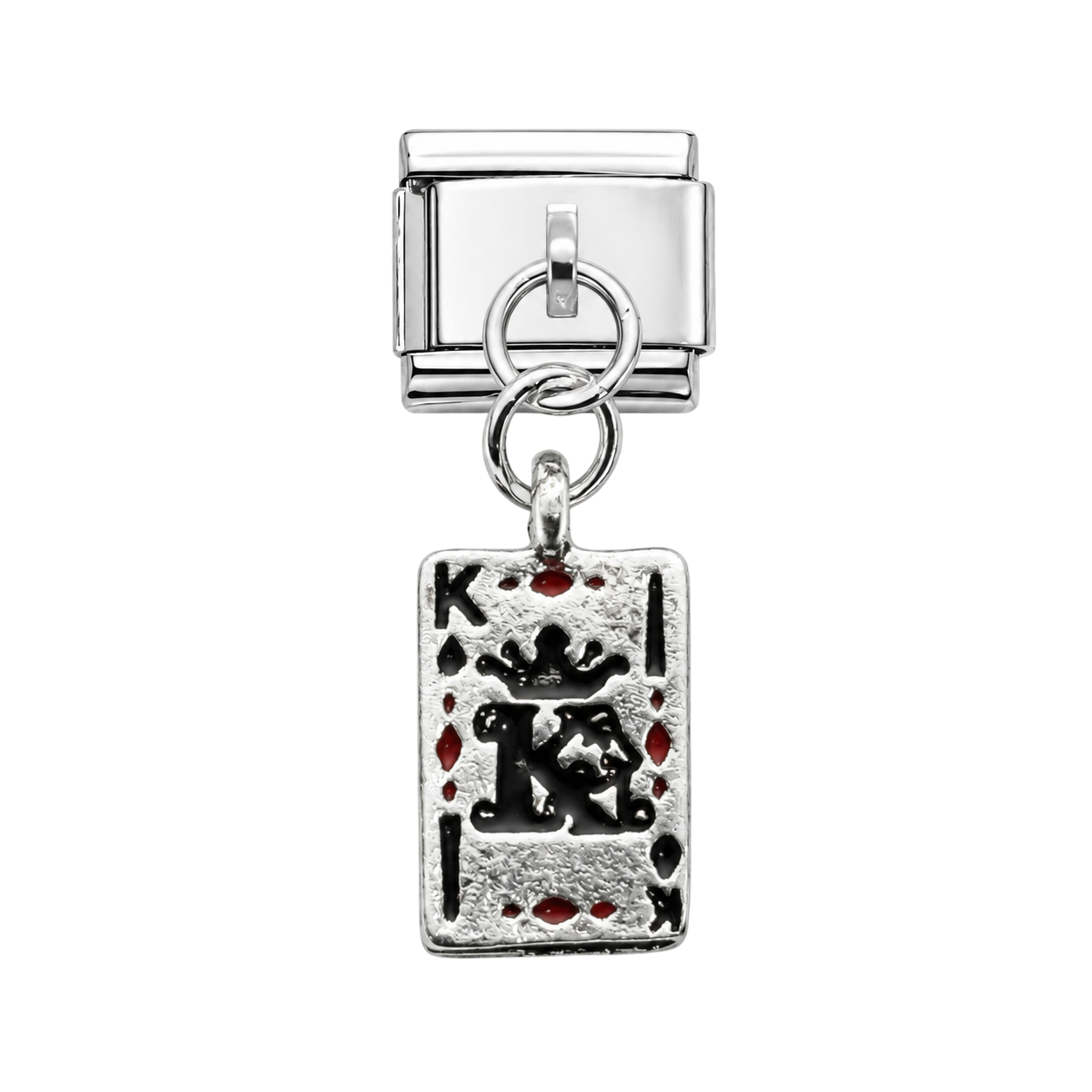 King of Spades Playing Card Dangle Silver Charm