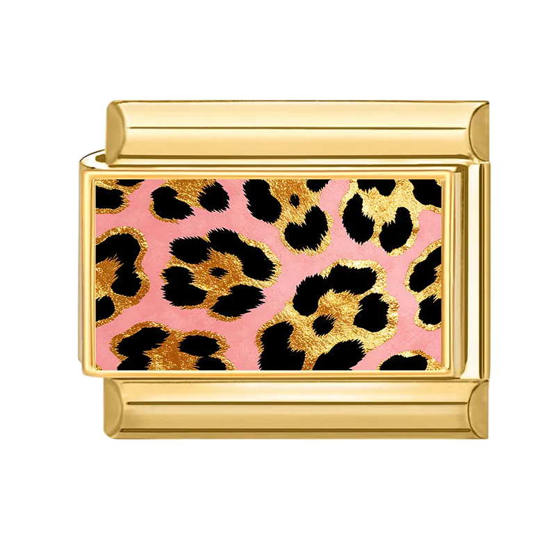 Pink Leopard Gold Charm