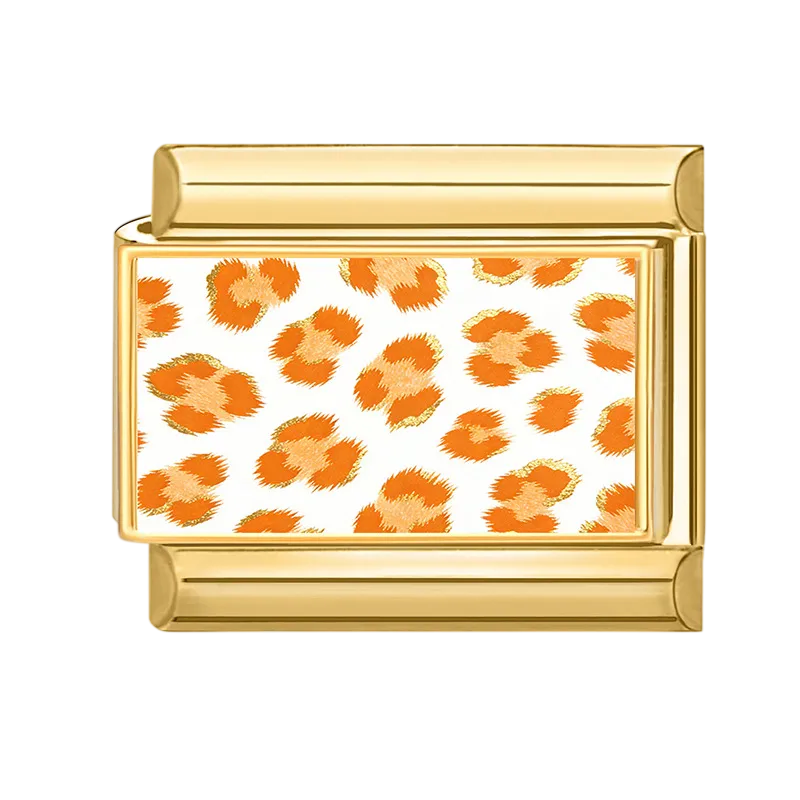 Orange Leopard Gold Charm