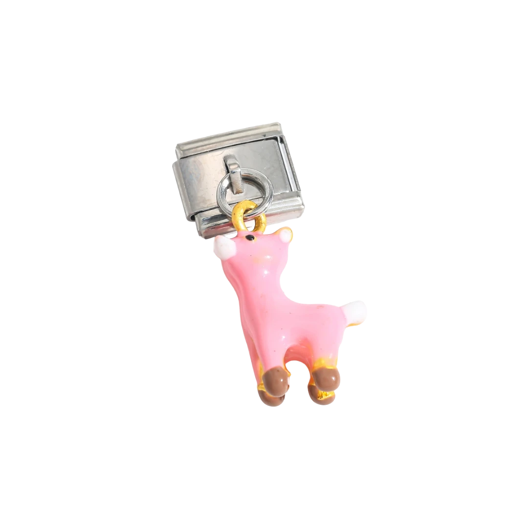 pink deer silver charm