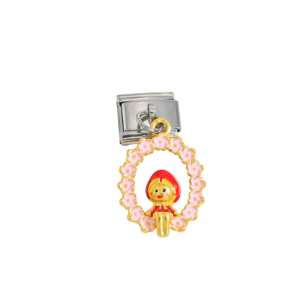 White Cartoon Girl Silver Charm